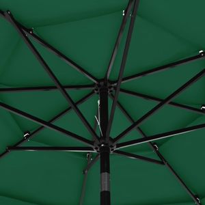 vidaXL 3-poziomowy parasol na aluminiowym słupku, zielony, 3 m 2