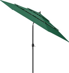 vidaXL 3-poziomowy parasol na aluminiowym słupku, zielony, 3 m 3