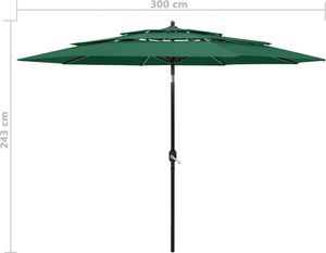 vidaXL 3-poziomowy parasol na aluminiowym słupku, zielony, 3 m 8