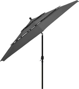 vidaXL 3-poziomowy parasol na aluminiowym słupku, antracytowy, 3,5 m 4