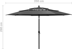 vidaXL 3-poziomowy parasol na aluminiowym słupku, antracytowy, 3,5 m 8