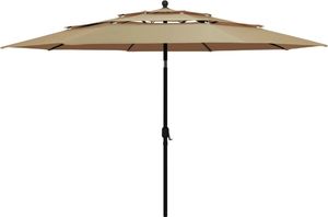 vidaXL 3-poziomowy parasol na aluminiowym słupku, taupe, 3,5 m 1