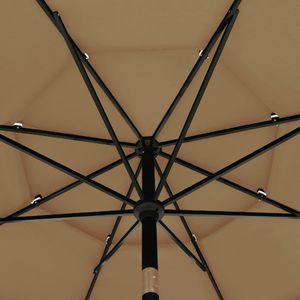 vidaXL 3-poziomowy parasol na aluminiowym słupku, taupe, 3,5 m 2