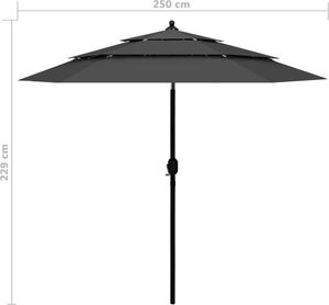 vidaXL 3-poziomowy parasol na aluminiowym słupku, antracytowy, 2,5 m 8