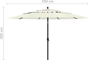 vidaXL 3-poziomowy parasol na aluminiowym słupku, piaskowy, 3,5 m 8