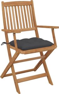 vidaXL Składane krzesła ogrodowe z poduszkami, 8 szt., drewno akacjowe 2