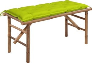 vidaXL Składana ławka ogrodowa z poduszką, 118 cm, bambusowa 1
