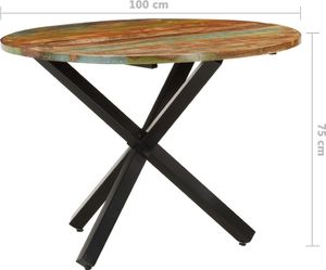 vidaXL Okrągły stół jadalniany, 100x100x75 cm, lite drewno z odzysku 6
