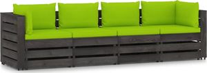 vidaXL Ogrodowa sofa 4-os z poduszkami, impregnowane drewno, jasnozielona 1