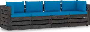 vidaXL Ogrodowa sofa 4-os. z poduszkami, impregnowane drewno, jasnoniebieska 1