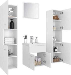 vidaXL Zestaw mebli łazienkowych, biały, płyta wiórowa 3