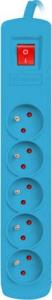 Listwa zasilająca Natec Bercy 400 przeciwprzepięciowa 5 gniazd 1.5 m niebieska (NSP-1716) 1