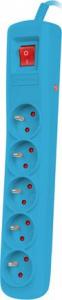 Listwa zasilająca Natec Bercy 400 przeciwprzepięciowa 5 gniazd 1.5 m niebieska (NSP-1716) 2