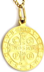 Lovrin Złoty medalik585 koło krzyż Św. Benedykta 1