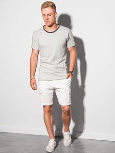 Ombre T-shirt męski bawełniany S1385 - jasnoszary XXL 1