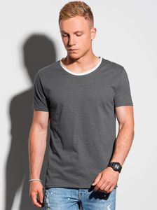 Ombre T-shirt męski bawełniany S1385 - grafitowy S 1