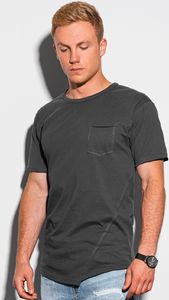Ombre T-shirt męski bawełniany S1384 - grafitowy S 1