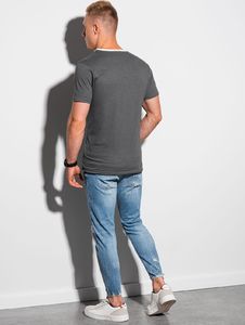 Ombre T-shirt męski bawełniany S1385 - grafitowy M 3