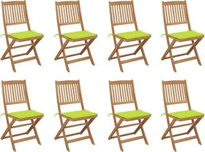 vidaXL Składane krzesła ogrodowe z poduszkami, 8 szt., drewno akacjowe 1