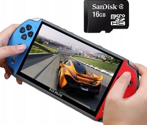 Mini konsola X12 Plus 1500 gier niebiesko-czerwona + karta pamięci 16GB 2