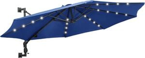 vidaXL Parasol ścienny z LED, na metalowym słupku, 300 cm, niebieski 1