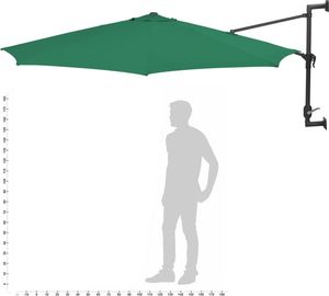 vidaXL Parasol ścienny z LED, na metalowym słupku, 300 cm, zielony 2