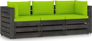 vidaXL Ogrodowa sofa 3-os z poduszkami, impregnowane drewno, jasnozielona 1