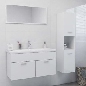 vidaXL Zestaw mebli łazienkowych, wysoki połysk, biały, płyta wiórowa 1