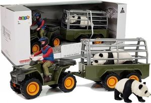 Figurka LeanToys Quad z Przyczepką Transporter Figurki Panda 1