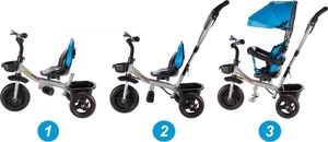 MalPlay Rowerek Trójkołowy Dziecięcy Multifunkcyjny Obracany Niebieski 3w1 2