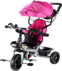 MalPlay Rowerek Trójkołowy Dziecięcy Multifunkcyjny Obracany Różowy 3w1 12