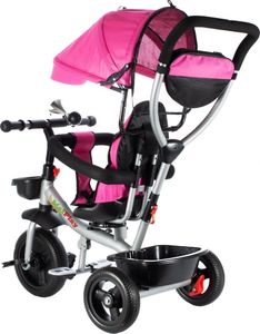 MalPlay Rowerek Trójkołowy Dziecięcy Multifunkcyjny Obracany Różowy 3w1 5