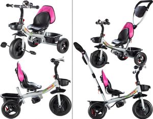 MalPlay Rowerek Trójkołowy Dziecięcy Multifunkcyjny Obracany Różowy 3w1 6