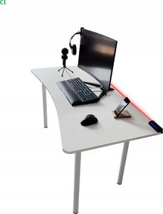 Biurko Zdesk CB-710W-Po/W-LH Białe 138 cmx68 cm HUB USB 2