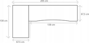 Biurko Zdesk NC-710B-Po/B Biało-Czarne 205 cm x 138 cm 3
