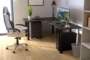 Biurko Zdesk NC-710B-Po/B Biało-Czarne 205 cm x 138 cm 5