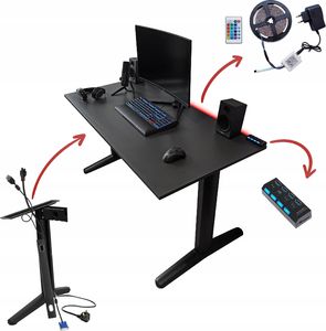 Biurko Zdesk PC-STL/B-Po/B-LH Czarne 138 cmx68 cm 2