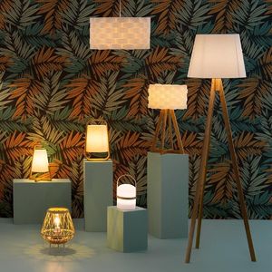 Lampa stołowa Atmosphera Brązowa bambusowa lampka nocna Gong 32 cm 2