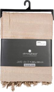 Atmosphera Beżowa narzuta na łóżko 230x250 frędzle 2