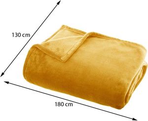 Atmosphera Żółty koc pluszowy Flanel 130x180 cm 3