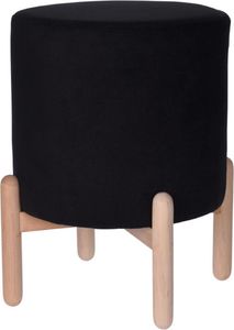 H&S Decoration Czarna pufa na drewnianych nogach 38 cm 1