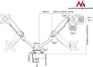 Maclean Uchwyt biurkowy na 2 monitory 13" - 27" (MC-674) 3