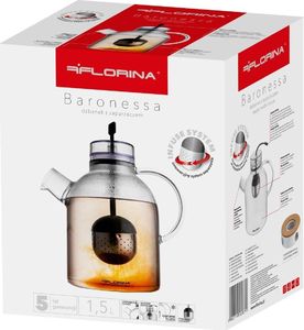 Florina Zestaw Dzbanek z zaparzaczem Baronessa 1,5 l + Podgrzewacz ceramiczny Florina 7