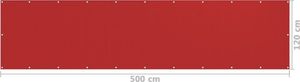 vidaXL Parawan balkonowy, czerwony, 120x500 cm, HDPE 5