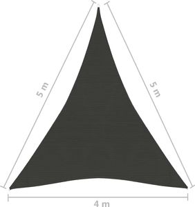 vidaXL Żagiel przeciwsłoneczny, 160 g/m, antracytowy, 4x5x5 m, HDPE 6