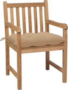 vidaXL Krzesła ogrodowe z beżowymi poduszkami, 6 szt., drewno tekowe 3