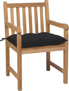 vidaXL Krzesła ogrodowe z czarnymi poduszkami, 8 szt., drewno tekowe 3