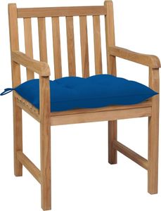 vidaXL Krzesła ogrodowe z niebieskimi poduszkami, 6 szt., tekowe 3