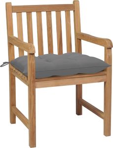 vidaXL Krzesła ogrodowe z szarymi poduszkami, 6 szt., drewno tekowe 3