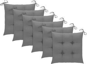 vidaXL Krzesła ogrodowe z szarymi poduszkami, 6 szt., drewno tekowe 7